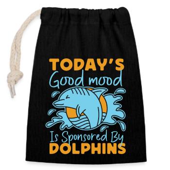Dolphin Today's Good Mood Is - Verschließbarer Geschenkbeutel aus Baumwolle (14x20cm) - Schwarz - Vorne