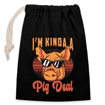Pig Farming I'm Kinda A Pig Deal Loves Pig Farm - Closable cotton gift bag (14x20cm) - black - Front