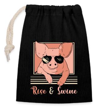 Augmentation de l’élevage porcin et des animaux de ferme porcine Bétail - Sac cadeau en coton avec cordon (14 x 20 cm) - noir - Devant