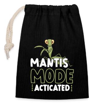 Praying mantis lover, insect enthusiast, - Closable cotton gift bag (14x20cm) - black - Front