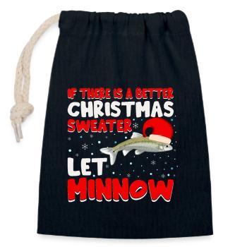 S’il y a un meilleur pull de Noël, laissez Minnow - Sac cadeau en coton avec cordon (14 x 20 cm) - bleu marine - Devant