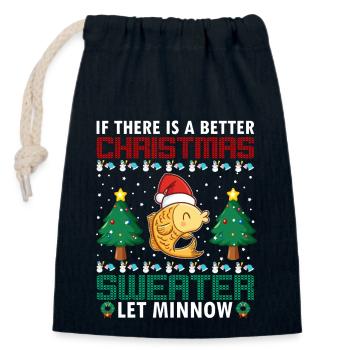 S’il y a un meilleur pull de Noël, laissez Minnow - Sac cadeau en coton avec cordon (14 x 20 cm) - bleu marine - Devant