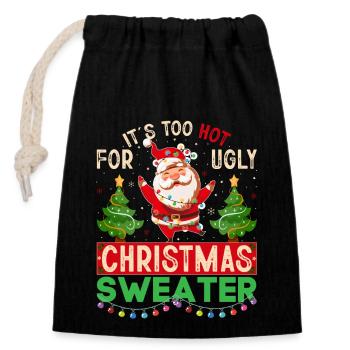 Il fait trop chaud pour les pulls de Noël moches - Sac cadeau en coton avec cordon (14 x 20 cm) - noir - Devant