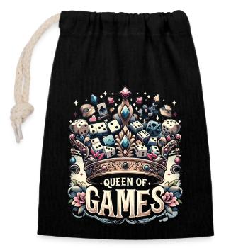 Domination du jeu de cartes « Queen of Games » - Sac cadeau en coton avec cordon (14 x 20 cm) - noir - Devant