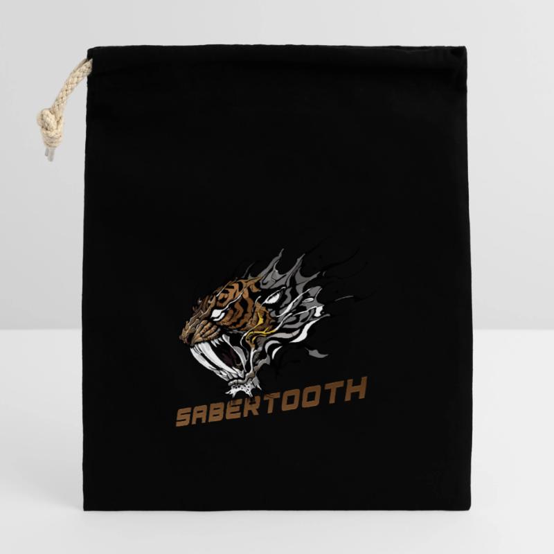 Fierce Sabertooth Tiger Closable cotton gift bag (14x20cm)
