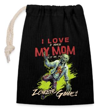 J’aime ma maman Zombie Jeux vidéo pour les joueurs Gamers - Sac cadeau en coton avec cordon (14 x 20 cm) - noir - Devant