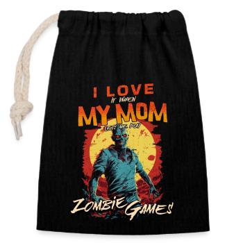 J’aime ma maman Zombie Jeux vidéo pour les joueurs Gamers - Sac cadeau en coton avec cordon (14 x 20 cm) - noir - Devant