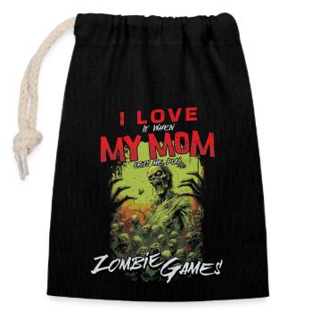 J’adore mes jeux vidéo Mom Zombie pour les gamers - Sac cadeau en coton avec cordon (14 x 20 cm) - noir - Devant