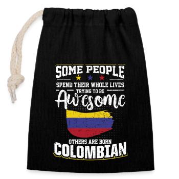 Awesome Colombian Kolumbianische Flagge Herkunft - Verschließbarer Geschenkbeutel aus Baumwolle (14x20cm) - Schwarz - Vorne