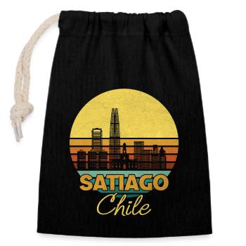 Santiago du Chili Retro City Breaks Chiliens Vintage - Sac cadeau en coton avec cordon (14 x 20 cm) - noir - Devant