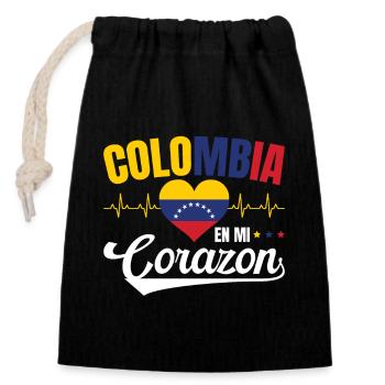 Colombia En Mi Corazon Wisdom Colombians - Closable cotton gift bag (14x20cm) - black - Front