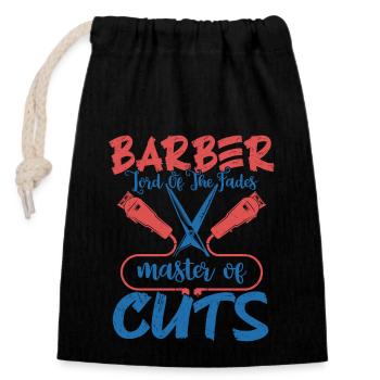 Seigneur De La Fondue Maître Des Coupes Barbershop - Sac cadeau en coton avec cordon (14 x 20 cm) - noir - Devant