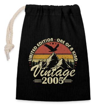 Vintage 2005 Cadeau Anniversaire Née en 2005 - Sac cadeau en coton avec cordon (14 x 20 cm) - noir - Devant