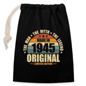 1945 Vintage Anniversaire Surprise - Sac cadeau en coton avec cordon (14 x 20 cm) - noir - Devant