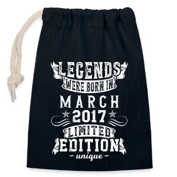 Geburtstag März 2017 Jahr Limited Edition - Verschließbarer Geschenkbeutel aus Baumwolle (14x20cm) - Navy - Vorne