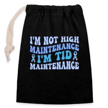 Diabetes I'm low-maintenance with type 1 - Closable cotton gift bag (14x20cm) - black - Front