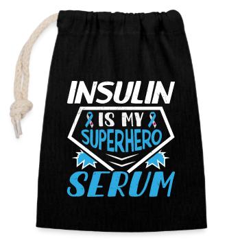 Diabetes Insulin Is My Superhero Serum - Closable cotton gift bag (14x20cm) - black - Front
