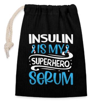Diabetes Insulin Is My Superhero Serum - Closable cotton gift bag (14x20cm) - black - Front