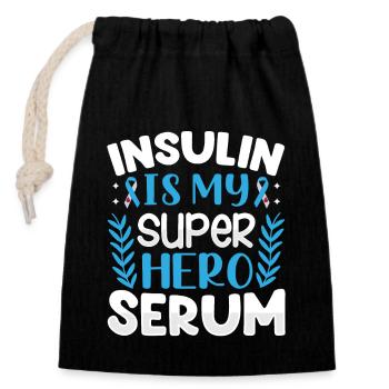Diabetes Insulin Is My Superhero Serum - Closable cotton gift bag (14x20cm) - black - Front