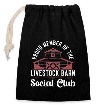 Livestock Breeder Proud Member Of Local Farmers - Closable cotton gift bag (14x20cm) - black - Front