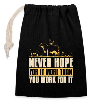 Livestock Breeder Never Hope For It Local Farmers - Closable cotton gift bag (14x20cm) - black - Front