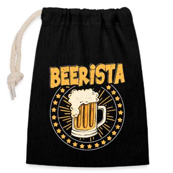 Beerista Craft Beer Brewer Homebrew - Verschließbarer Geschenkbeutel aus Baumwolle (14x20cm) - Schwarz - Vorne