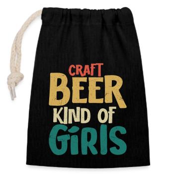 Craft Beer Kind Of Girl Brew Brewer Homebrew - Verschließbarer Geschenkbeutel aus Baumwolle (14x20cm) - Schwarz - Vorne