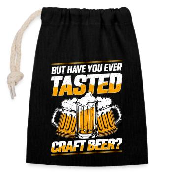 But Have You Ever Tasted Craft Beer? Brew Brewer H - Verschließbarer Geschenkbeutel aus Baumwolle (14x20cm) - Schwarz - Vorne