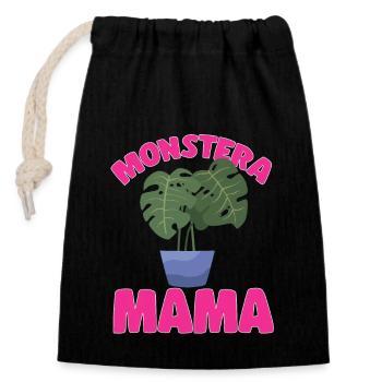 Monstera Deliciosa Albo Plante d’intérieur botanique - Sac cadeau en coton avec cordon (14 x 20 cm) - noir - Devant