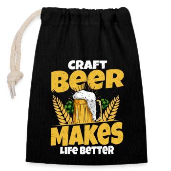 Craft Beer Makes Life Better Brew Brewer Homebrew - Verschließbarer Geschenkbeutel aus Baumwolle (14x20cm) - Schwarz - Vorne