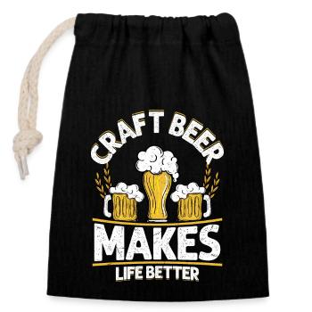 Craft Beer Makes Life Better Homebrew Brewer Brew - Verschließbarer Geschenkbeutel aus Baumwolle (14x20cm) - Schwarz - Vorne