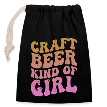 Craft Beer Kind Of Girl Homebrew Brewer Brew - Verschließbarer Geschenkbeutel aus Baumwolle (14x20cm) - Schwarz - Vorne