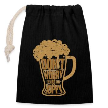 Don't Worry Be Hoppy Beer Brewer Homebrew - Verschließbarer Geschenkbeutel aus Baumwolle (14x20cm) - Schwarz - Vorne
