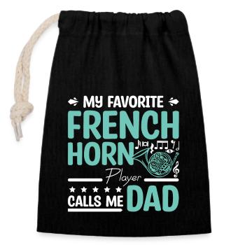 Mon corniste préféré m’appelle papa - Sac cadeau en coton avec cordon (14 x 20 cm) - noir - Devant