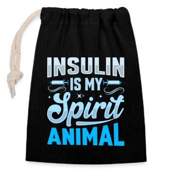Insulin Is My Spirit Animal - Diabetes - Closable cotton gift bag (14x20cm) - black - Front