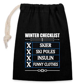 Winter Insulin Checklist for Diabetics - Closable cotton gift bag (14x20cm) - black - Front