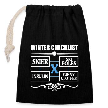 Winter Insulin Checklist for Diabetics - Closable cotton gift bag (14x20cm) - black - Front