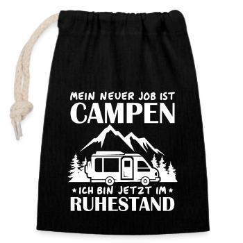 Renter Camping Geschenk - Verschließbarer Geschenkbeutel aus Baumwolle (14x20cm) - Schwarz - Vorne