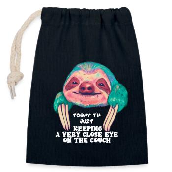 Today Im just keeping a very close eye to my couch - Closable cotton gift bag (14x20cm) - navy - Front