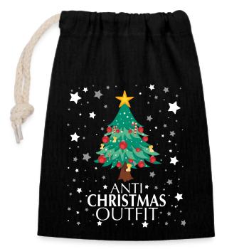 Tenue anti-Noël - Sac cadeau en coton avec cordon (14 x 20 cm) - noir - Devant