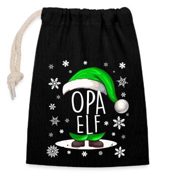 Weihnachten Opa Elf - Verschließbarer Geschenkbeutel aus Baumwolle (14x20cm) - Schwarz - Vorne