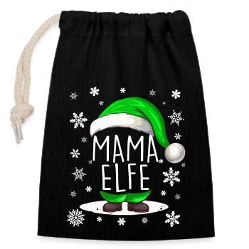 Weihnachten Mama Elfe - Verschließbarer Geschenkbeutel aus Baumwolle (14x20cm) - Schwarz - Vorne