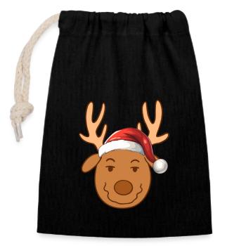 Christmas Reindeer - Closable cotton gift bag (14x20cm) - black - Front