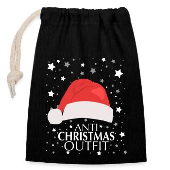 Tenue anti-Noël - Sac cadeau en coton avec cordon (14 x 20 cm) - noir - Devant