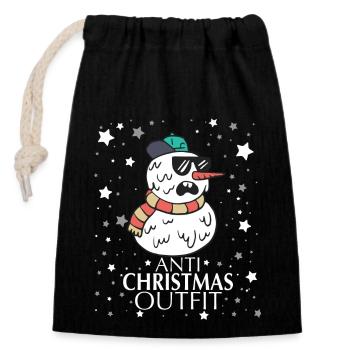 Tenue anti-Noël - Sac cadeau en coton avec cordon (14 x 20 cm) - noir - Devant