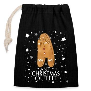 Tenue anti-Noël - Sac cadeau en coton avec cordon (14 x 20 cm) - noir - Devant