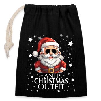 Anti Christmas Outfit - Closable cotton gift bag (14x20cm) - black - Front
