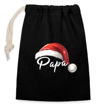 Papa Elf - Verschließbarer Geschenkbeutel aus Baumwolle (14x20cm) - Schwarz - Vorne