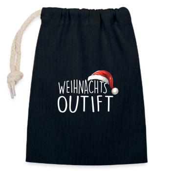 Weihnachtsoutfit - Verschließbarer Geschenkbeutel aus Baumwolle (14x20cm) - Navy - Vorne