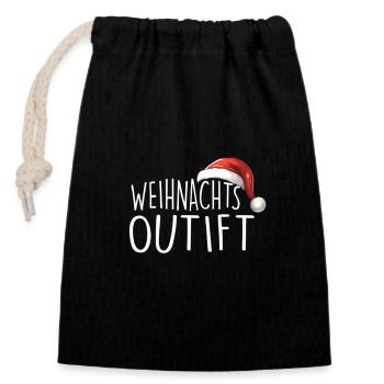 Weihnachtsoutfit - Verschließbarer Geschenkbeutel aus Baumwolle (14x20cm) - Schwarz - Vorne